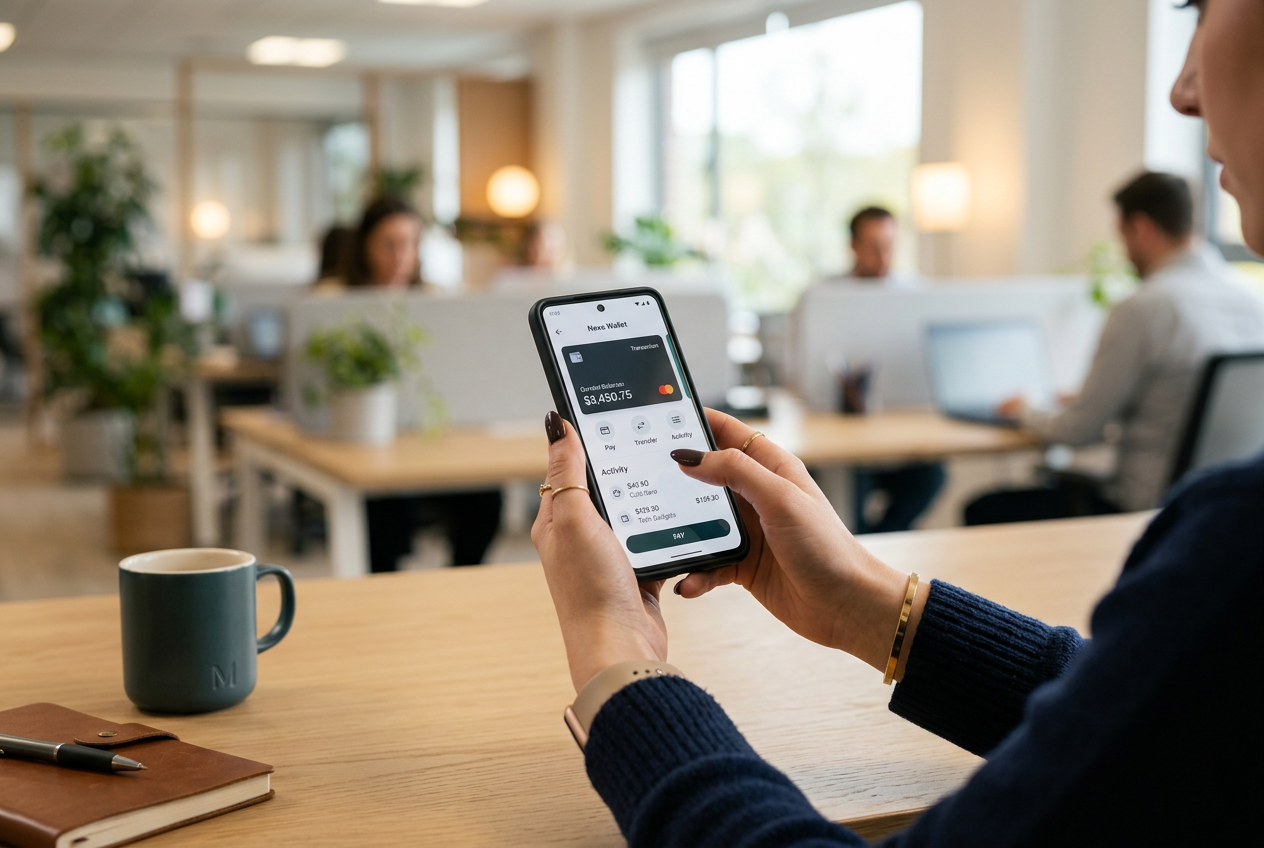 A person using a mobile wallet for secure payments on their phone.